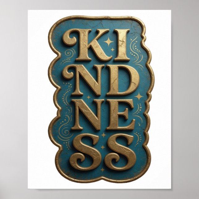 Stilvolles Gold KINDNESS Modernes Design Poster (Vorne)