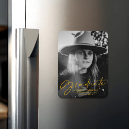 Stilvolles Gold Script Abschluss Announcement Foto Magnet