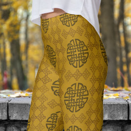 Stilvolles Gold- und Black Circular Tribal-Muster Leggings