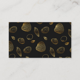 Stilvolles Gold- und Black Seashells-Muster Visitenkarte