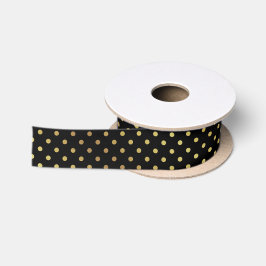 Stilvolles Gold und schwarze Tupfen Satinband