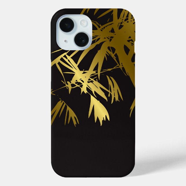 Stilvolles Golden Bamboo Blätter Zen auf schwarz-m Case-Mate iPhone Hülle (Rückseite)