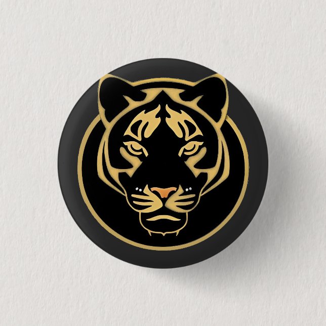 Stilvolles Golden Tiger Logo-Design Button (Vorderseite)