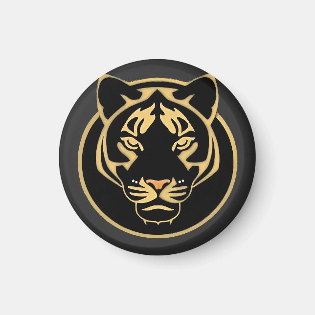 Stilvolles Golden Tiger Logo-Design Magnet (Vorne)