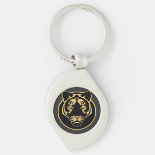 Stilvolles Golden Tiger Logo-Design Schlüsselanhänger