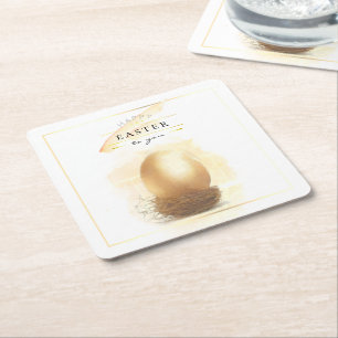 Stilvolles Goldenes Ei Happy Easter Pencil Art Rechteckiger Pappuntersetzer