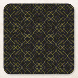 Stilvolles goldenes geometrisches Boxdesign Schwar Rechteckiger Pappuntersetzer