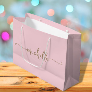 Stilvolles goldenes Monogramm-Namensschriftzug Ros Große Geschenktüte