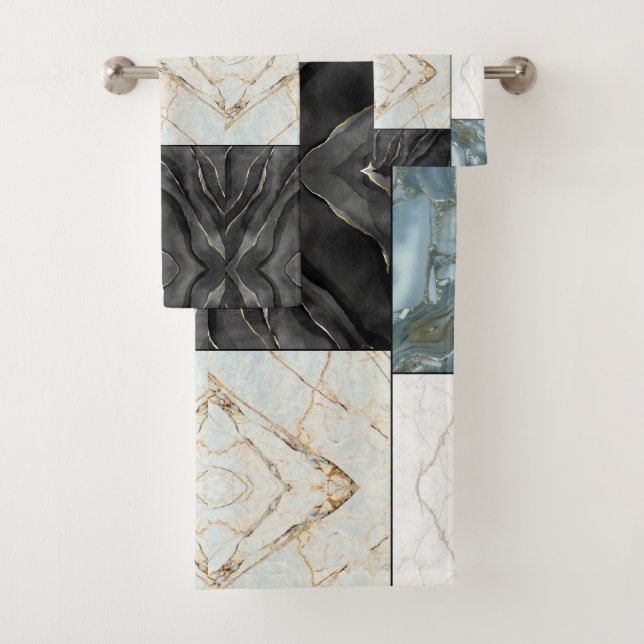 Stilvolles goldfarbenes Marmormuster Badhandtuch Set (Insitu)