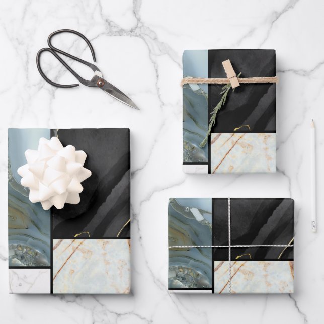 Stilvolles goldfarbenes Marmormuster Geschenkpapier Set (Vorderseite)