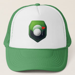 Stilvolles Golf Ball Icon mit grünem Hintergrund Truckerkappe