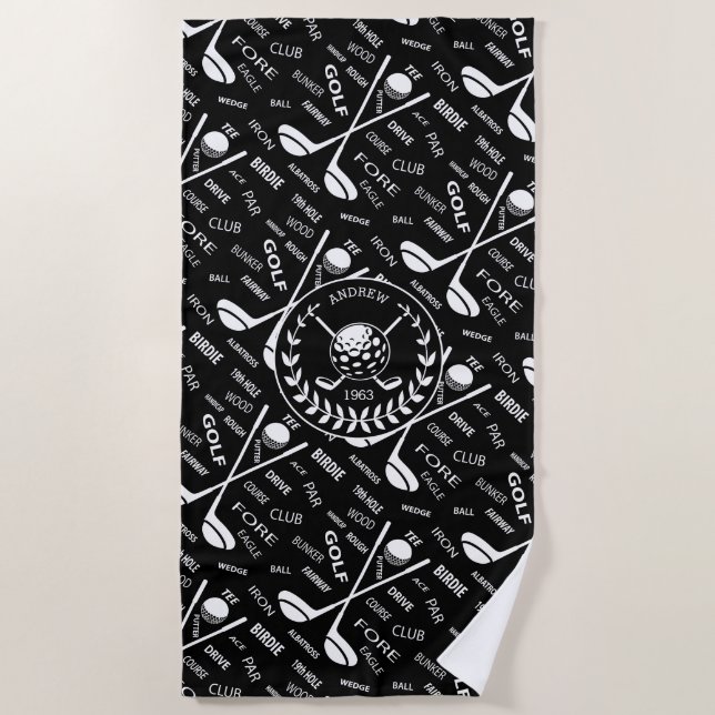 Stilvolles Golflogo des personalisierten Strandtuch (Vorderseite)