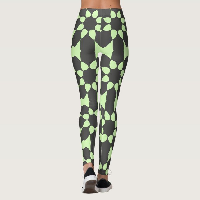 Stilvolles, grau-olivfarbenes Muster Leggings (Rückseite)