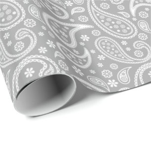 Stilvolles graues Paisley-Muster Geschenkpapier