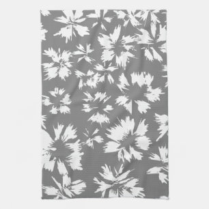 Stilvolles graues und weißes Blumenmuster Handtuch
