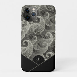 Stilvolles Graupaisley-Muster mit Monogramm Case-Mate iPhone Hülle
