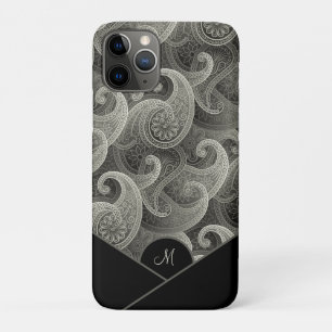 Stilvolles Graupaisley-Muster mit Monogramm Case-Mate iPhone Hülle