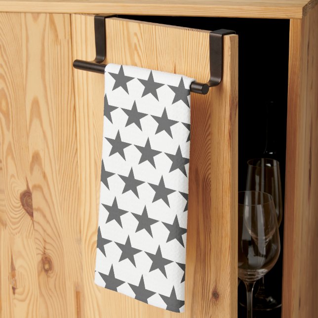 Stilvolles Gray Star Stars Muster Geschirrtuch (Drittel gefaltet)