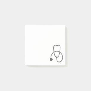 Stilvolles Gray Stethoscope auf Pastel Blue Post-it Klebezettel