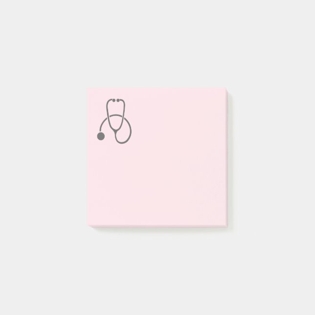 Stilvolles Gray Stethoscope auf Pastel Pink Post-it Klebezettel (Vorderseite)