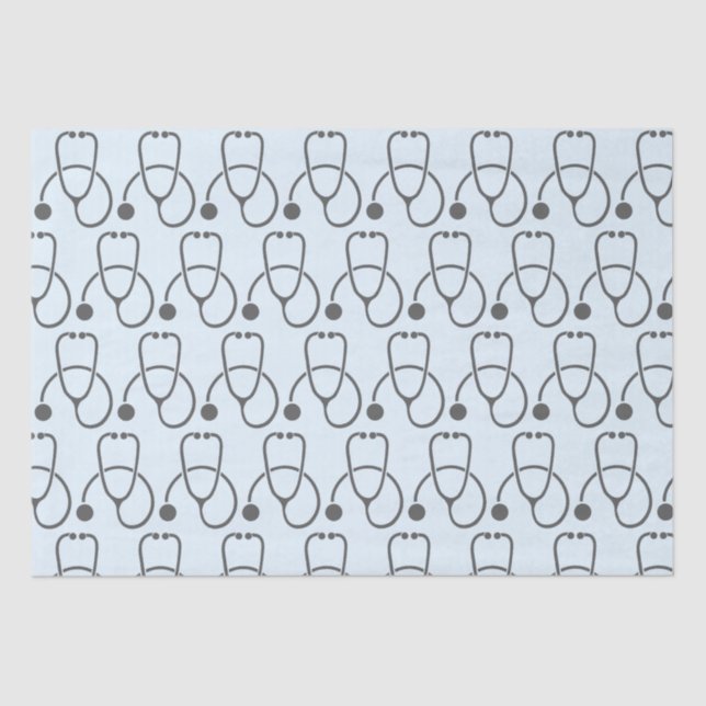Stilvolles Gray Stethoscope Pattern Seidenpapier (Vorderseite)