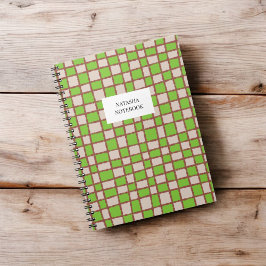 Stilvolles Green Brown Checkerboard-Muster-Noteboo Notizblock
