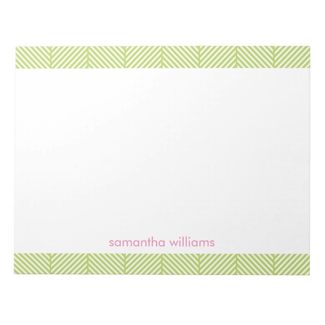 Stilvolles Green Herringbone-Muster Notizblock (Vorderseite)