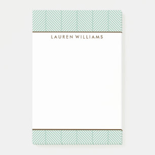 Stilvolles Green Herringbone-Muster Post-it Klebezettel
