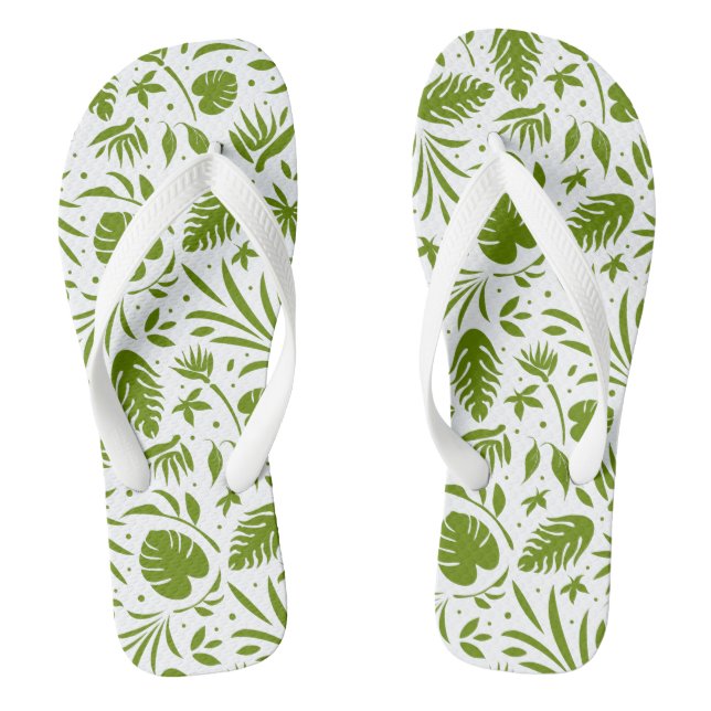 Stilvolles Green Leaf Muster Flip Flops (Fußbett)