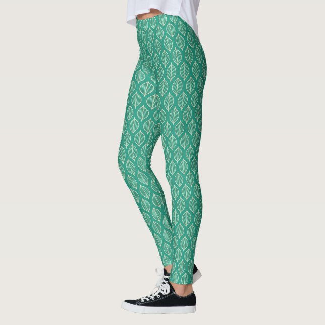 Stilvolles Green Leaf Muster Leggings (Links)