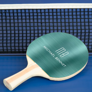 Stilvolles grünes metallisches Monogramm Tischtennis Schläger