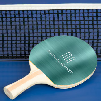 Stilvolles grünes metallisches Monogramm Tischtennis Schläger