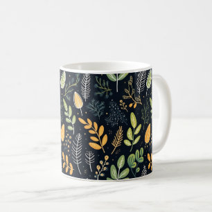 Stilvolles grünes und gelbes Blattmuster Kaffeetasse