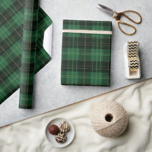 Stilvolles grünes und schwarzes Weihnachtskaromust Geschenkpapier