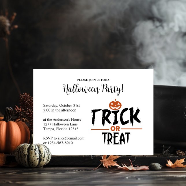 Stilvolles Halloween-Party "Trick or Treat" Einladung (Stylish Halloween Party "Trick Or Treat" Print Invitation)