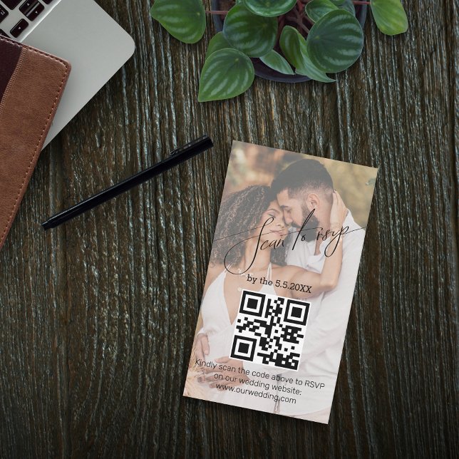 stilvolles handwriting uAwg qr Code Hochzeit-Foto Mitteilungskarte (Von Creator hochgeladen)