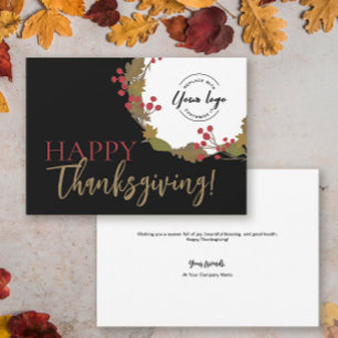 Stilvolles Happy Thanksgiving Custom Business Logo Feiertagskarte