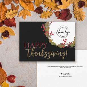 Stilvolles Happy Thanksgiving Custom Business Logo Feiertagskarte