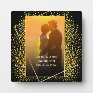 Stilvolles Happy Valentine Gold Glitzer Pärchen Fo Fotoplatte
