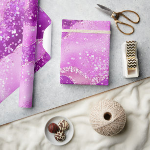Stilvolles helles Magenta-Pink-Schimmer-Glitter-Ac Geschenkpapier