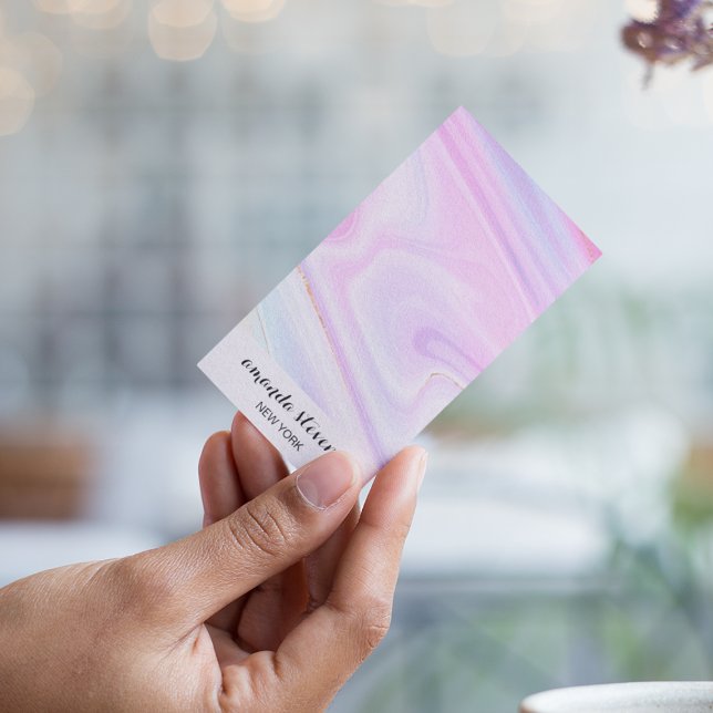 Stilvolles Holographic Rainbow Watercolor Neon Scr Visitenkarte (Von Creator hochgeladen)