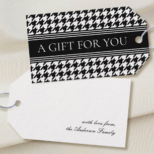 Stilvolles Houndstooth Schwarz & Weiß Elegant Geschenkanhänger