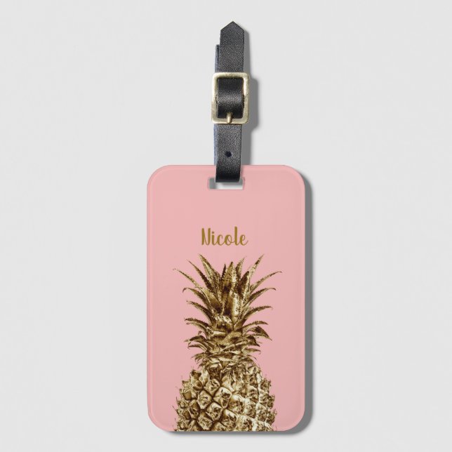 Stilvolles hübsches girly Gold u. Gepäckanhänger (Vorderseite Vertikal)