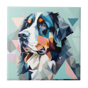 Stilvolles Hundportrait bernese Fliese