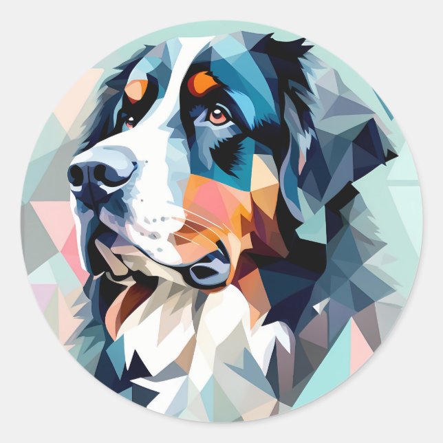 Stilvolles Hundportrait bernese Runder Aufkleber (Vorderseite)