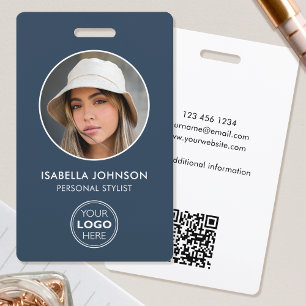 Stilvolles ID-Foto-Logo-QR-Code Schieferblau Siche Ausweis
