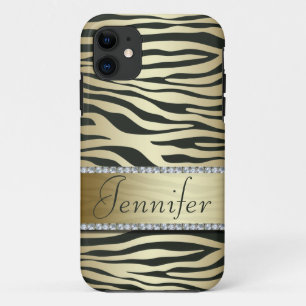 Stilvolles Imitat Jeweled Zebra-Druck iPhone Fall iPhone 11 Hülle