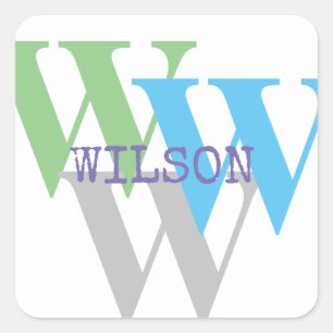 stilvolles INTIAL name monogramm minimal Quadratischer Aufkleber