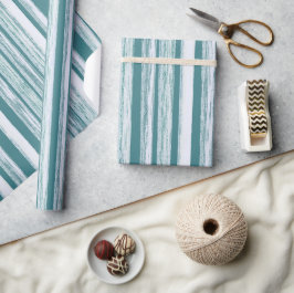Stilvolles Jade Green Beach Hut Stripe Muster Geschenkpapier
