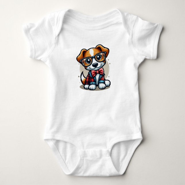 Stilvolles Kariertes Doggo Baby Strampler (Vorderseite)